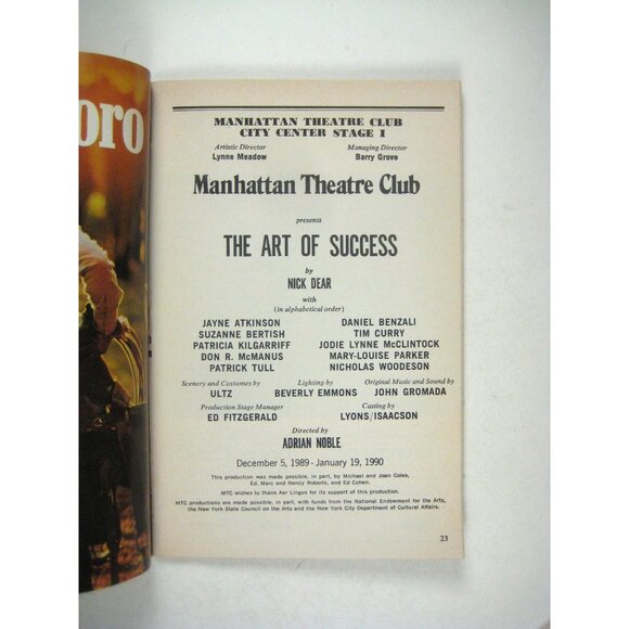The Art Of Success Playbill Manhattan Theatre Club 1990 Nick Dear Atkinson - Picture 4 of 8
